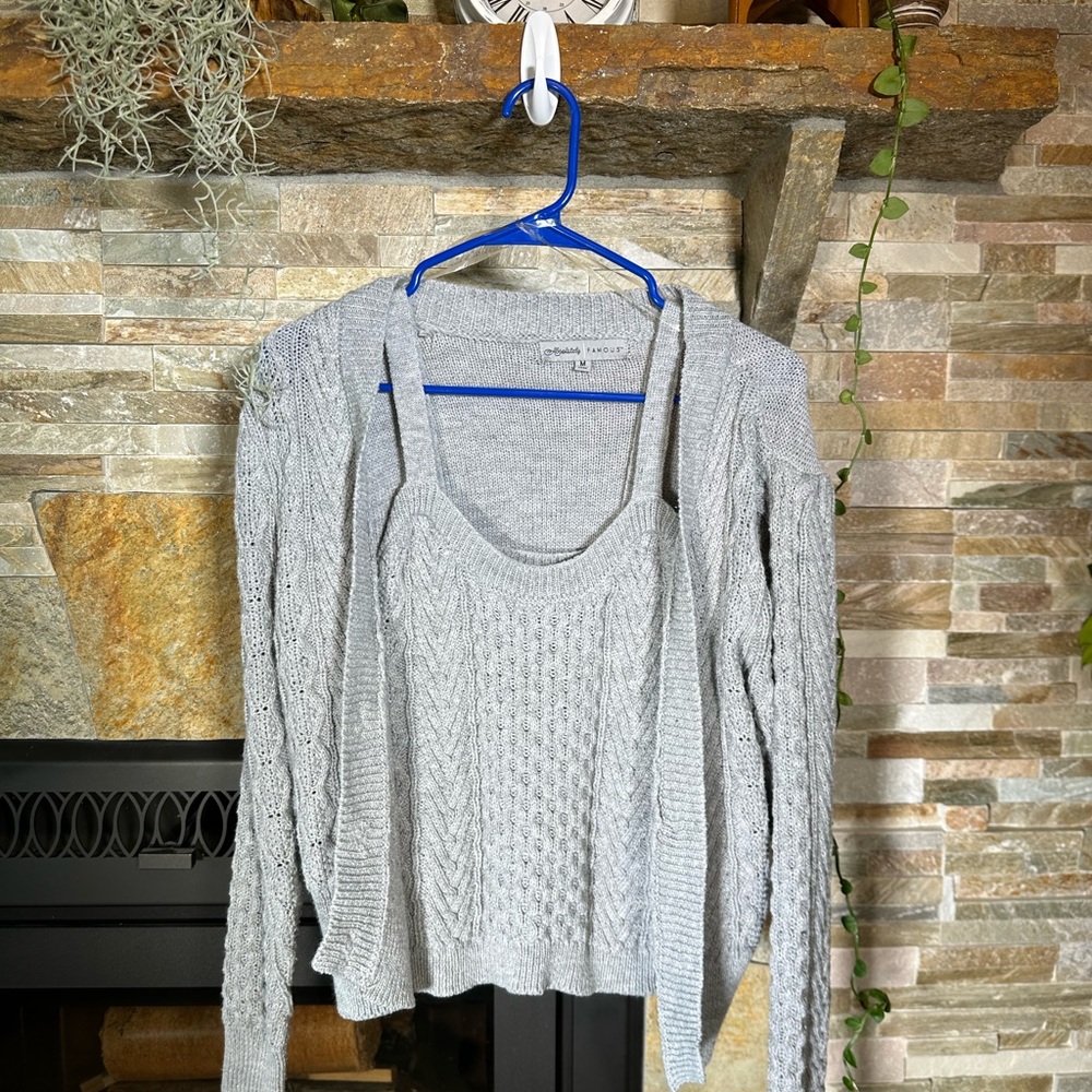 NWOT Almost Famous Knit Tank Top & Cardigan Set M - Comfy & Cute